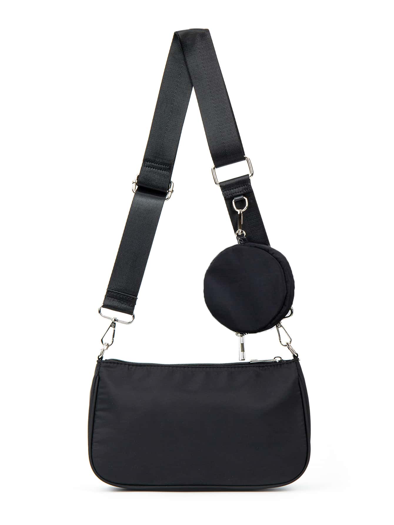 輕盈的商務休閒極簡十字包,帶包,適用於青少年女孩、大學生、菜鳥與白領工作者,適用於辦公室、學校、工作、商務、通勤、戶外、旅行、外出等場合,附贈小零錢包的女性包 - 黑色 - 查看 1