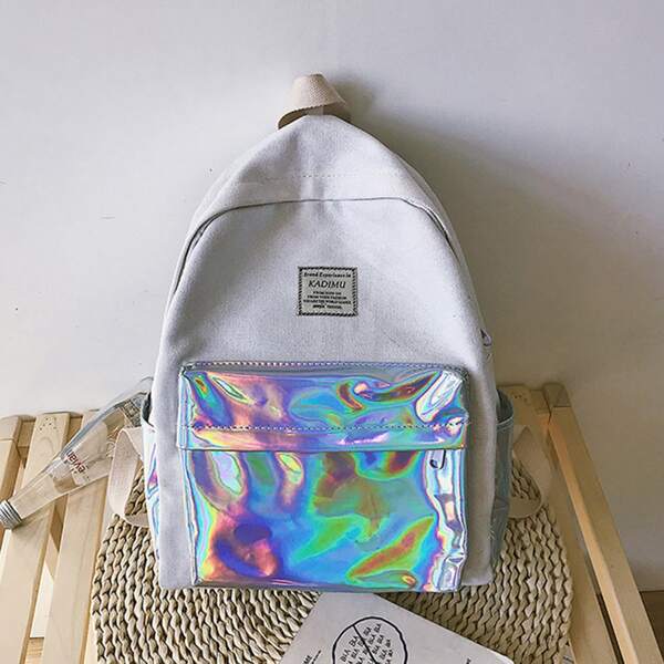 

Kids Letter Patch Laser Classic Backpack, White