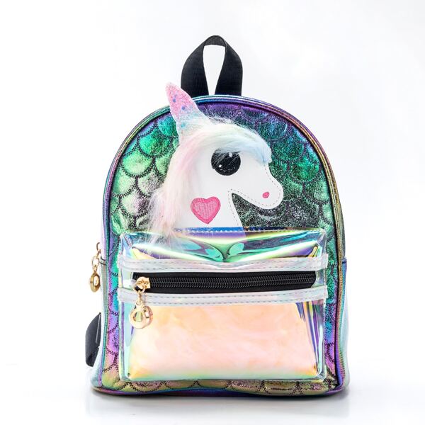 

Girls Unicorn Graphic Embroidery Decor Novelty Bag, Mauve purple