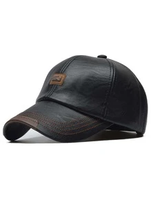 Men's PU Polyurethane Baseball Cap Casual - Black - View 1