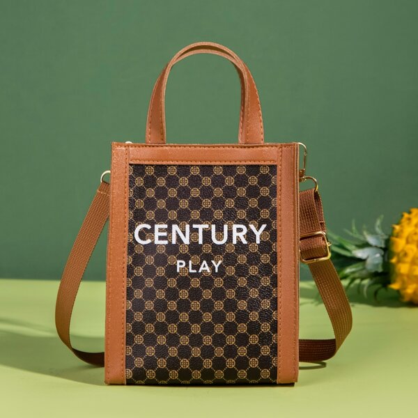 

Letter Graphic Square Bag, Brown