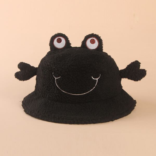 

Toddler Kids Crab Design Fuzzy Bucket Hat, Black