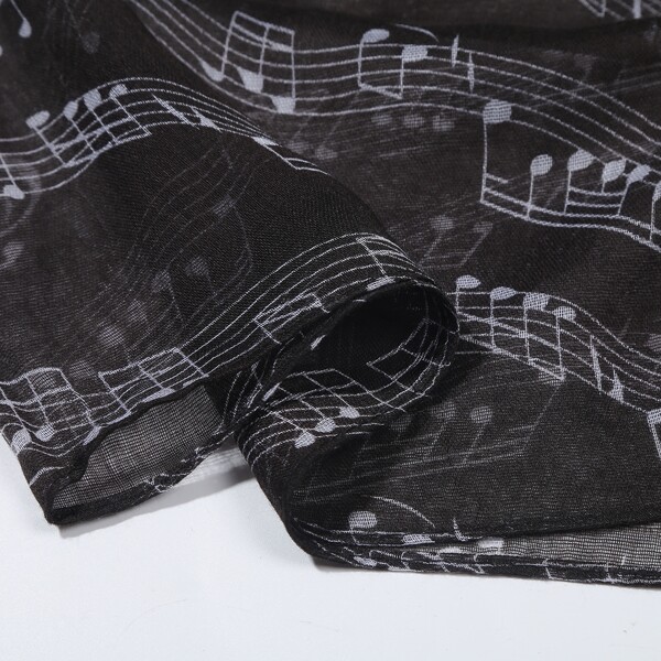 

Note Print Scarf, Black