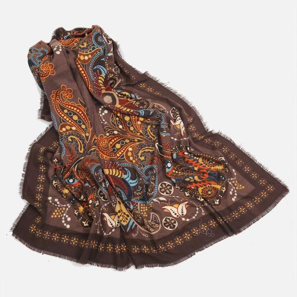 

Color Block Woolen Paisley Pattern Scarf, Multicolor
