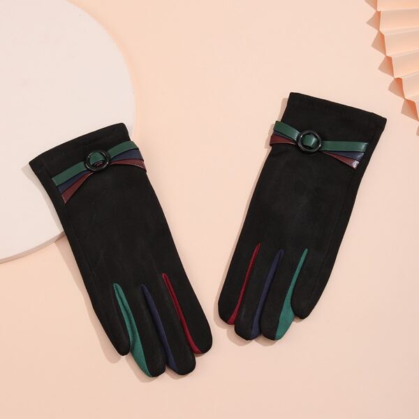 

1pair Simple Gloves, Black