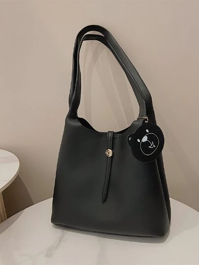 Large Capacity Shoulder Tote Bag With Clutch Bag