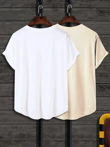 Manfinity Homme Paquete de 2 camisetas de cuello redondo sólidas para hombres - Multicolor - Ver 2