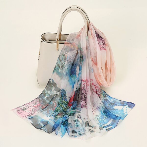 

Color Block Floral Pattern Scarf, Multicolor