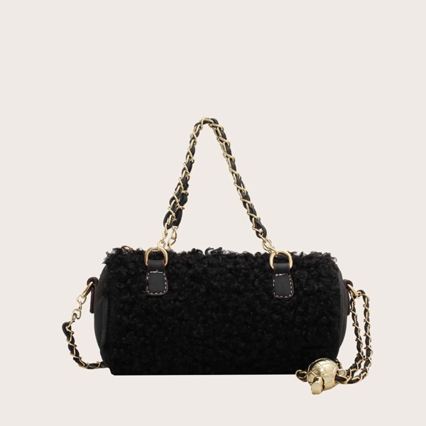 

Minimalist Chain Bucket Bag, Black