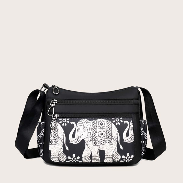 

Animal Graphic Square Bag, Black and white