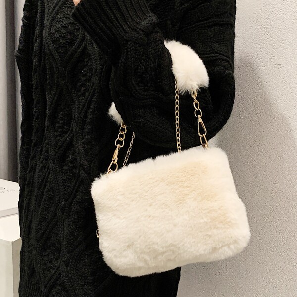

Minimalist Chain Square Bag, White