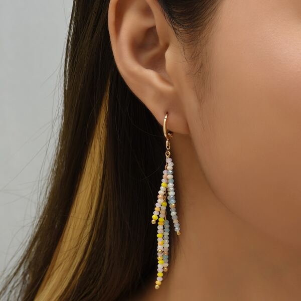 

Bead Tassel Decor Drop Earrings, Multicolor