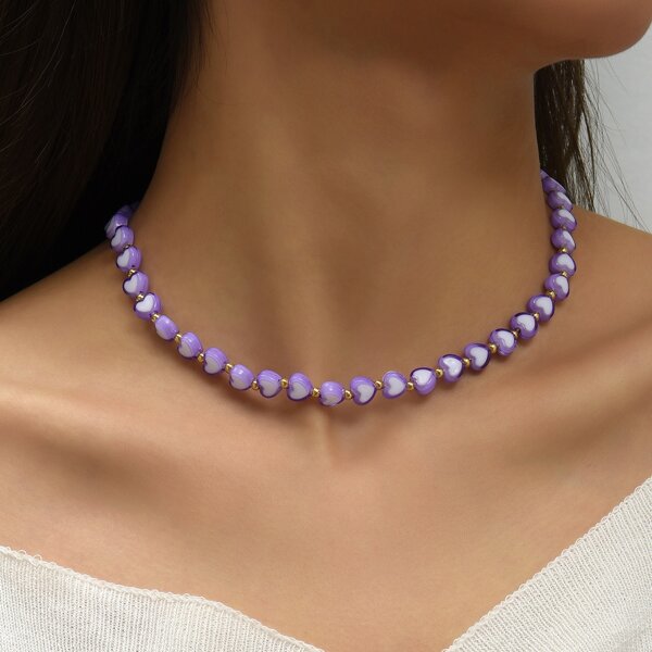 

Heart Beaded Necklace, Multicolor