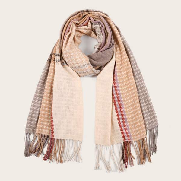 

Color Block Fringe Hem Scarf, Multicolor