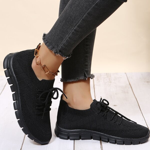 

Minimalist Lace Up Front Running Shoes, Black