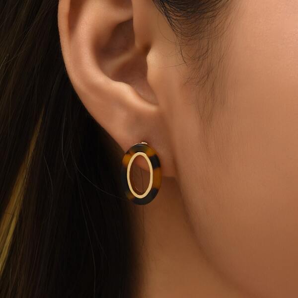 

3pairs Geometric Stud Earrings, Multicolor