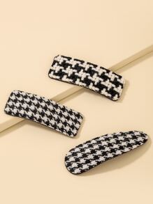 3 chiếc kẹp tóc họa tiết răng sói kẹp tóc thường ngày kẹp tóc kẹp tóc - Đen và trắng - Xem 1