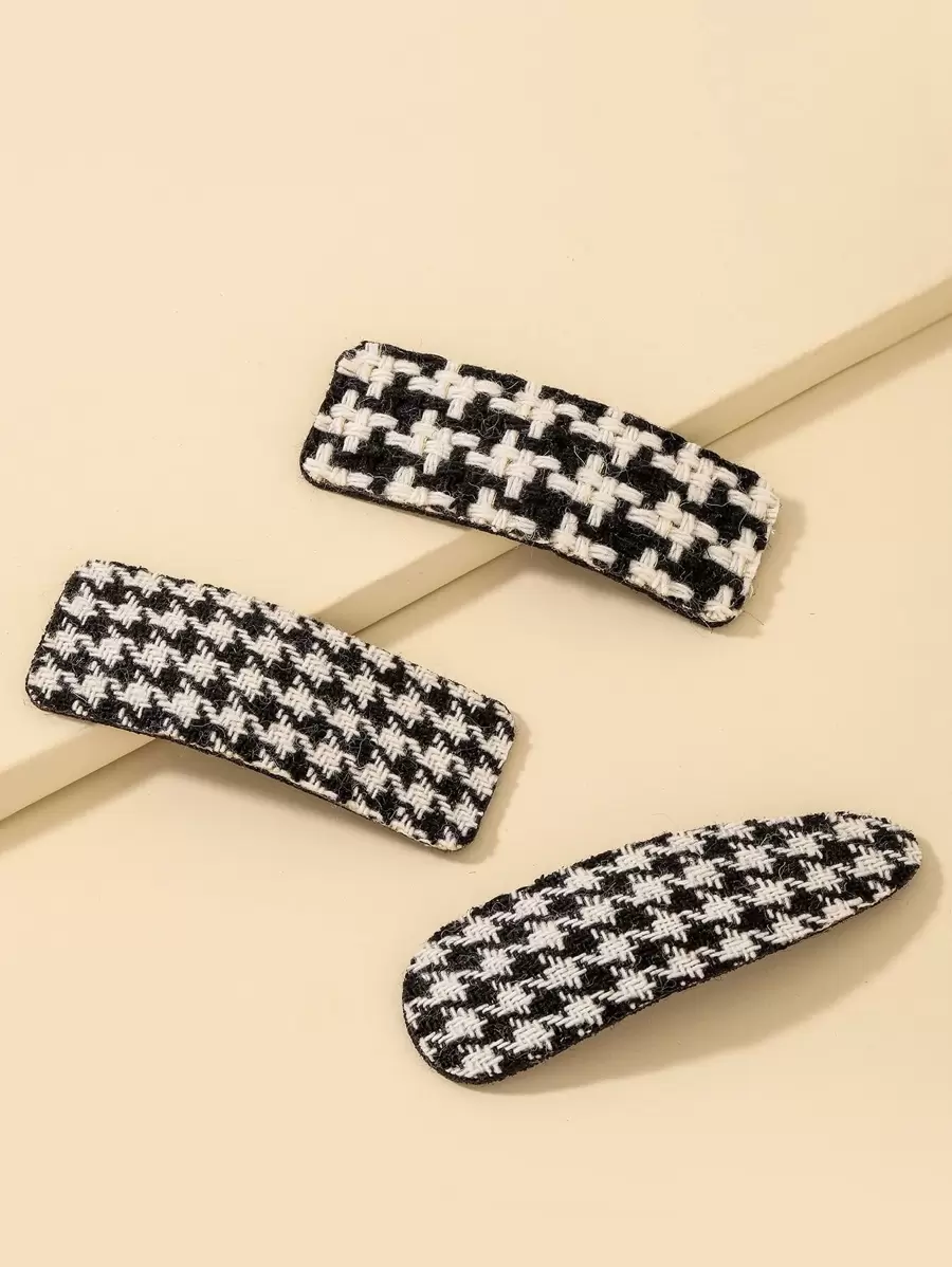 3 chiếc kẹp tóc họa tiết răng sói kẹp tóc thường ngày kẹp tóc kẹp tóc - Đen và trắng - Xem 1