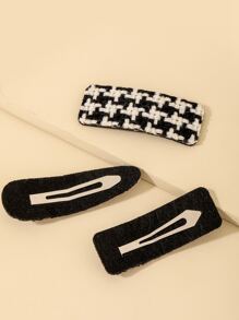 3 chiếc kẹp tóc họa tiết răng sói kẹp tóc thường ngày kẹp tóc kẹp tóc - Đen và trắng - Xem 2