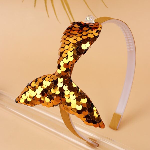 

Girls Sequin Fish Tail Decor Headband, Gold