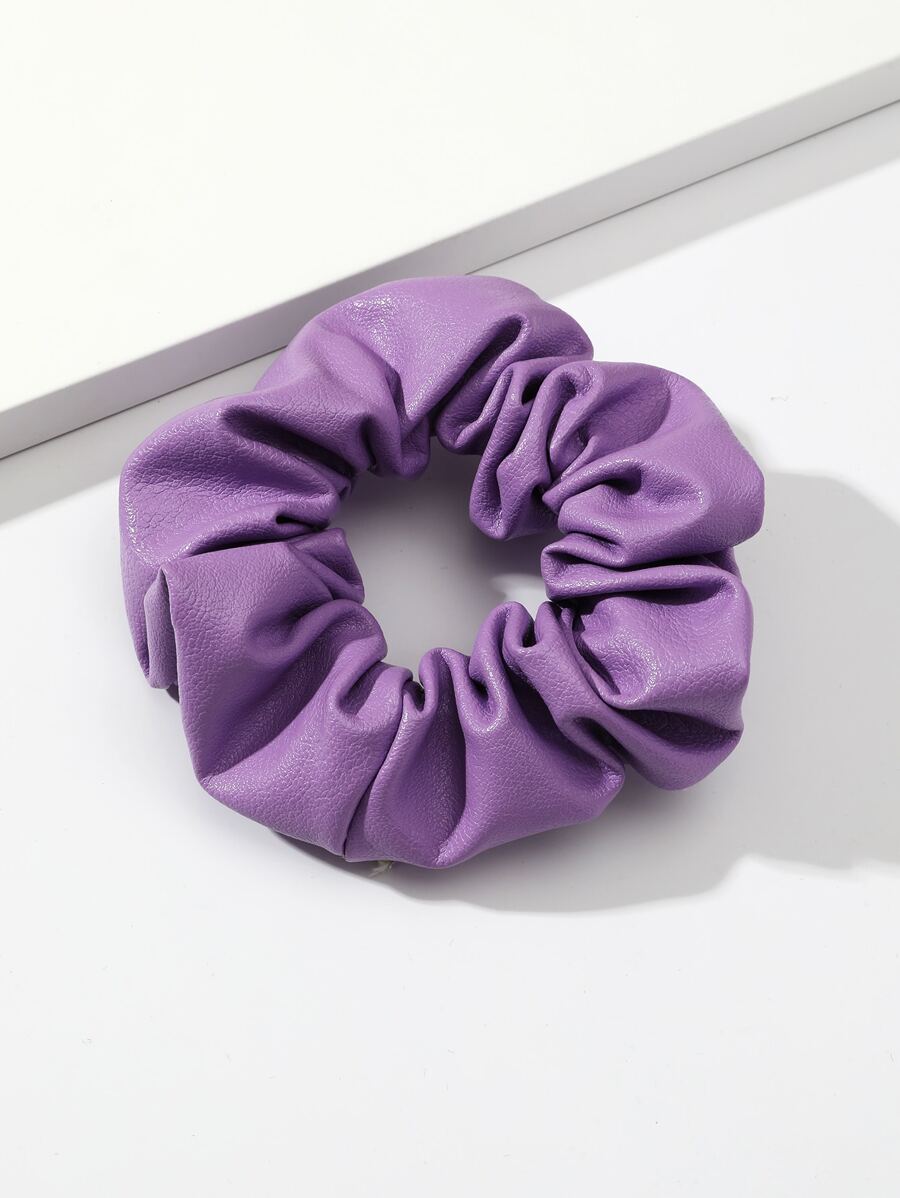 Solid PU Scrunchie - Purple - View 1