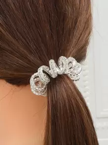 2 piezas Goma para el pelo con diseño de diamante de imitación alambre de bobina - Multicolor - Ver 1