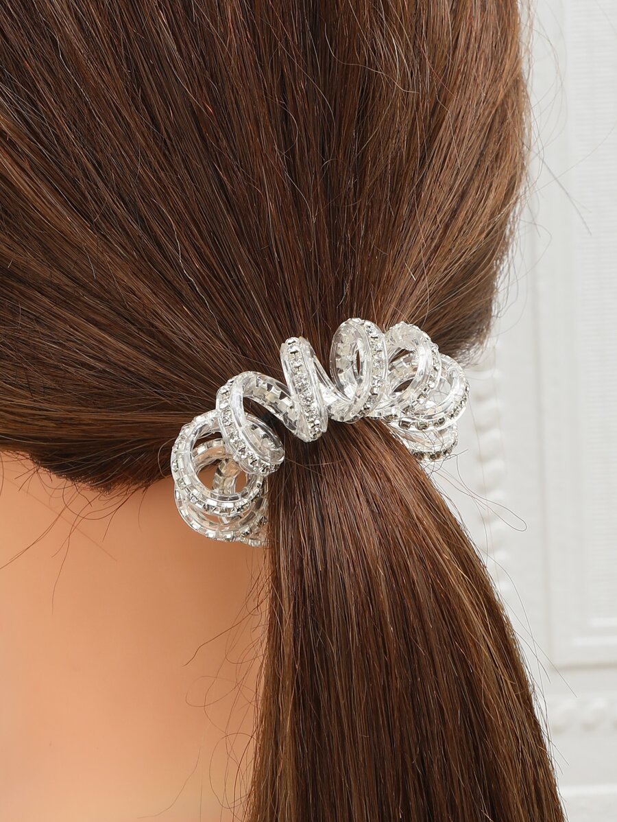 2 piezas Goma para el pelo con diseño de diamante de imitación alambre de bobina - Multicolor - Ver 1