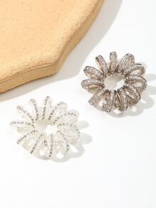 2 piezas Goma para el pelo con diseño de diamante de imitación alambre de bobina - Multicolor - Ver 2