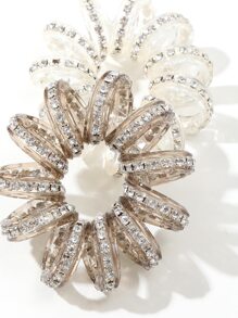 2 piezas Goma para el pelo con diseño de diamante de imitación alambre de bobina - Multicolor - Ver 3