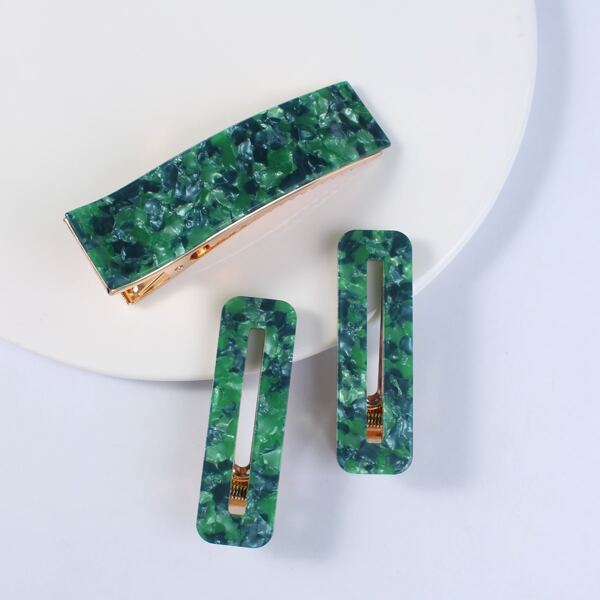

3pcs Geometric Hair Clip, Multicolor