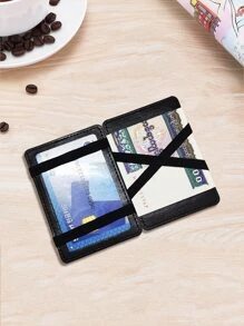 Flip Da giả Ảo thuật Ví Đối với Bán sỉ , Cặp Danh thiếp , Ví tiền xu , Dung lượng lớn , Nam Ví , Thẻ tín dụng Loại vỏ - màu đen - Xem 5