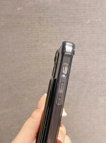 iPhone 11、iPhone 13、iPhone 14 Pro Max適用的透明手機殼，帶折疊支架 - 黑色 - 查看 5