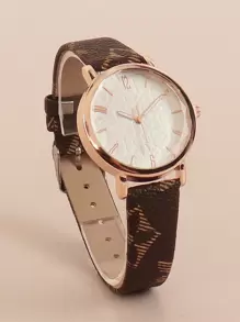 1pc Women's Fashion Personalized Quartz Wristwatch - Coffee Brown - View 1