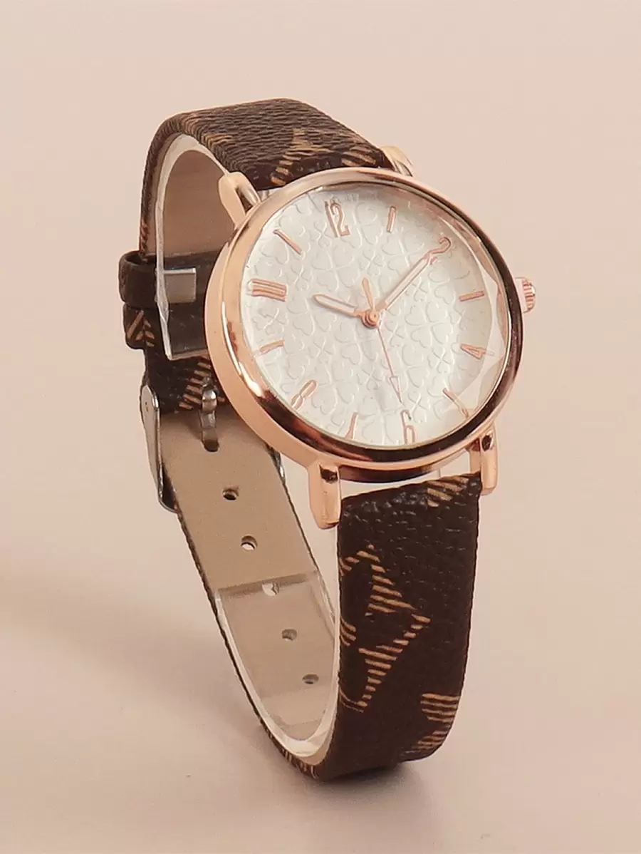 1pc Women's Fashion Personalized Quartz Wristwatch - Coffee Brown - View 1