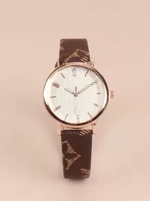 1pc Women's Fashion Personalized Quartz Wristwatch - Coffee Brown - View 2