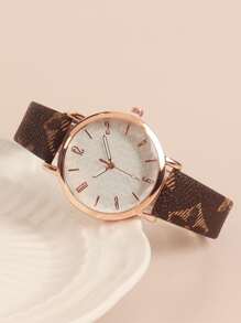 1pc Women's Fashion Personalized Quartz Wristwatch - Coffee Brown - View 3