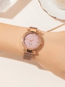 Glitter Dial Round Pointer Quartz Watch As A Gift For Students Returning To School