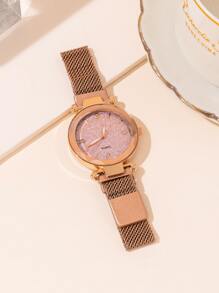 Glitter Dial Round Pointer Quartz Watch As A Gift For Students Returning To School