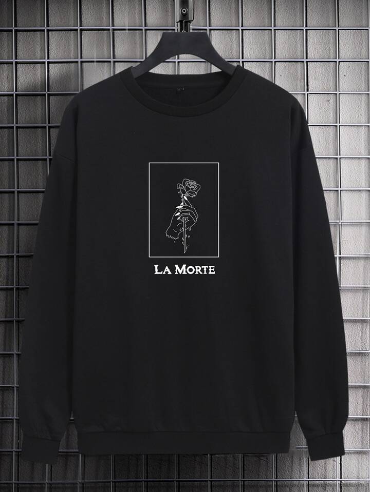 Men Rose And Letter Graphic Sweatshirt | SHEIN Singapore