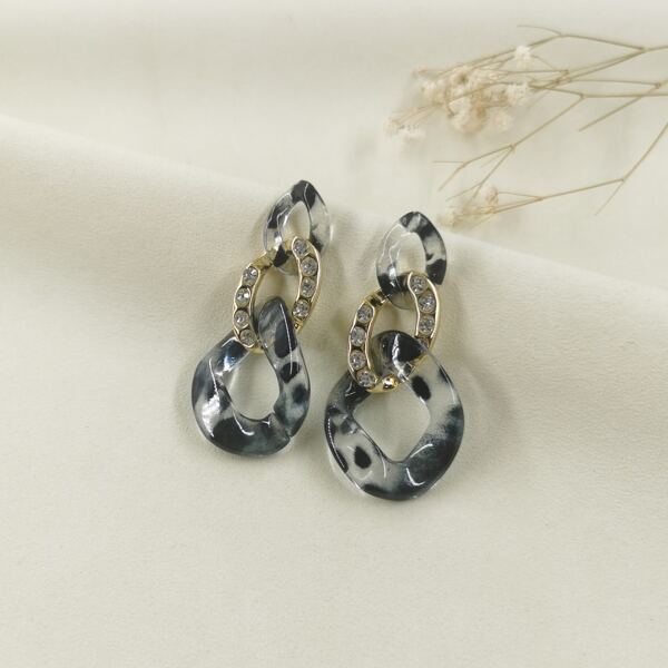 

Chain Design Drop Earrings, Multicolor