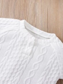 SHEIN 小男童紋理質感插肩袖套頭衫和衛褲 - 白色 - 查看 3