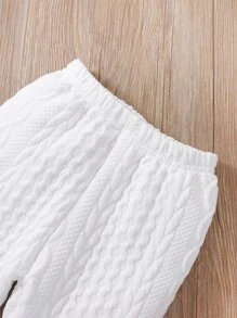 SHEIN 小男童紋理質感插肩袖套頭衫和衛褲 - 白色 - 查看 4