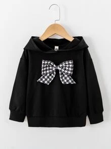 Young Girls Solid Bow Front Sweatshirt - Black - View 1