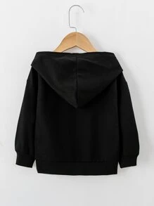 Young Girls Solid Bow Front Sweatshirt - Black - View 2