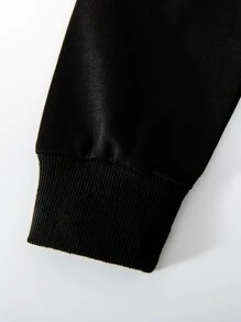 Young Girls Solid Bow Front Sweatshirt - Black - View 3