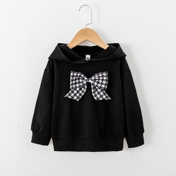 

Toddler Girls Solid Bow Front Hoodie, Black