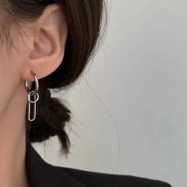 

Geometric Drop Earrings, Silver