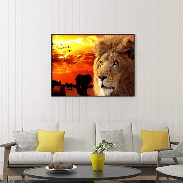 

Lion Print DIY Diamond Unframed Painting, Multicolor