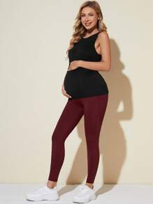 SHEIN Maternity Ruched Side Tank Top - Black - View 4