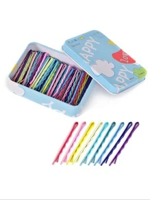 彩色发夹，100 件金属发夹，带可爱盒子，2.16 英寸编发工具发夹适合所有发质，彩色发夹适合女孩女士发型 - 彩色 - 查看 1